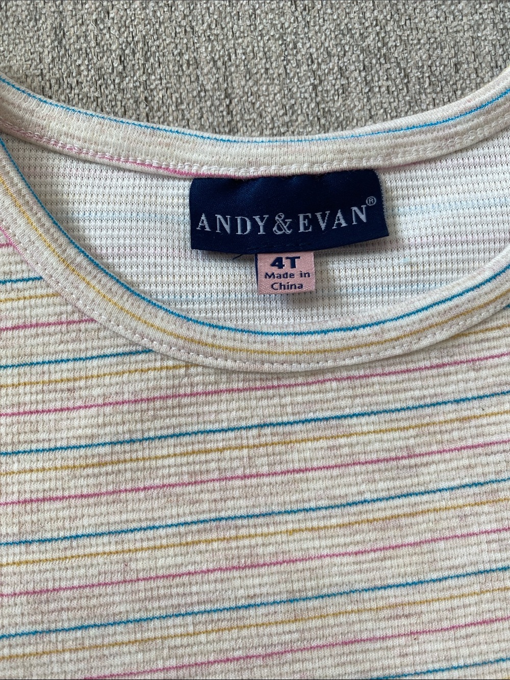 Andy & Evan 4T Pastel Multi Striped Short Sleeve Dress - Picture 2 of 5